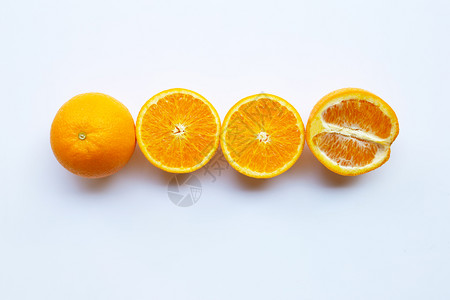 白色背景的新鲜橙柑橘复制空间图片