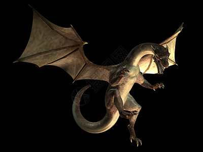翅膀龙素材数字化的愤怒龙在黑色背景抽象的3d图解中成为了愤怒的龙背景