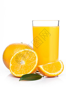 玻璃有机新鲜橙色凉冰果汁白底生橙子图片
