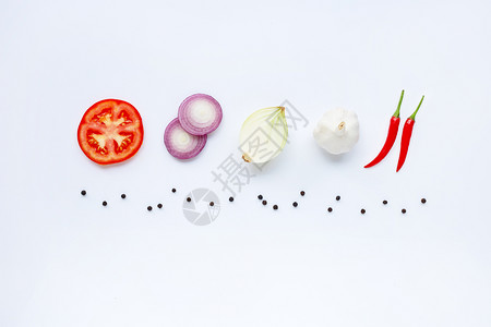 各种新鲜蔬菜和白药草健康饮食概念图片