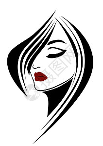 时装美女红嘴唇肖像白色背景的发型图片