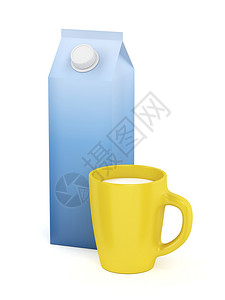 白底牛奶和黄杯图片