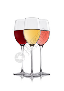 优雅的酒杯白底为白红粉红玫瑰色图片