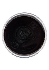 玻璃杯深Stou啤酒顶部视图带有泡沫白背景背景图片