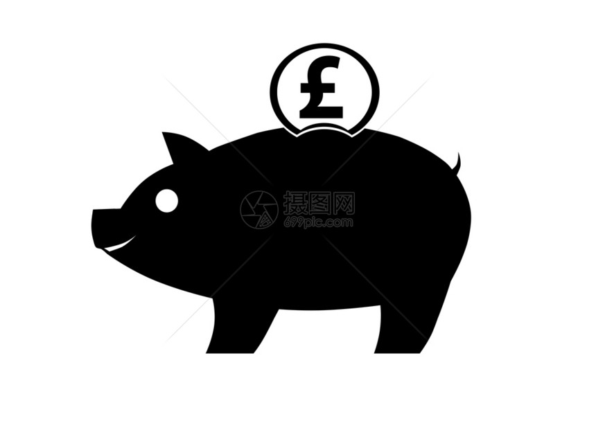 pig银行矢量图标白底带硬币图片