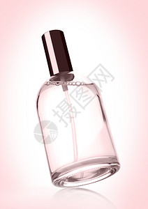 粉红背景的色香水瓶有反光图片