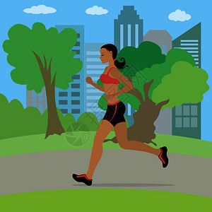 福塞思公园卡通矢量健身跑步插图插画