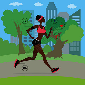 卡通矢量健身跑步插图图片