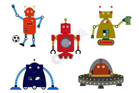 人形玩具可爱有趣的机器人插画