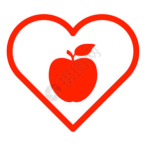 浪漫苹果苹果和心脏插画