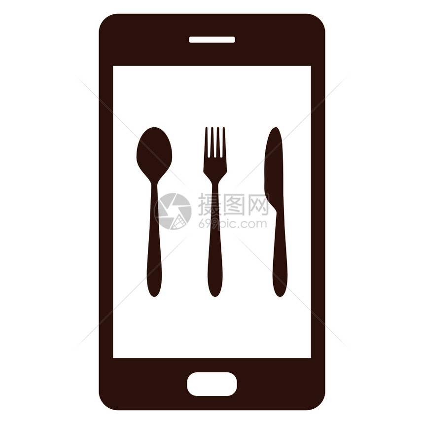 餐具和智能手机图片