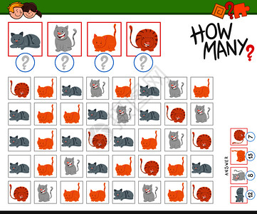 猫角色儿童教育计数插图图片