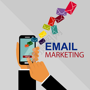 按下发送钮电子邮件您的智能手机电子邮件营销图片