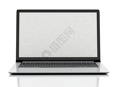 带有砖墙屏幕的笔记本电脑防火墙概念孤立的白色背景3d插图图片