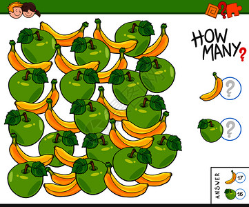 苹果和香蕉儿童教育计数插图背景图片