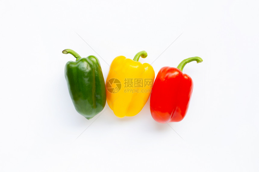 绿色黄和红新鲜的白胡椒图片
