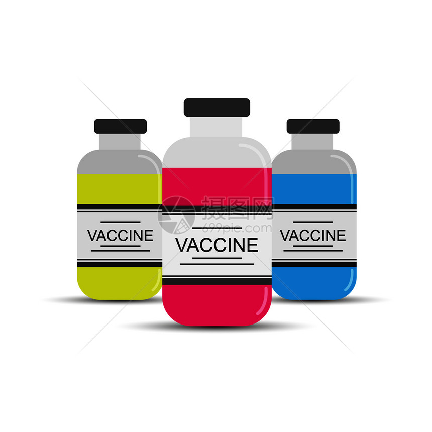 3个疫苗瓶公寓设计简单和装饰模式图片