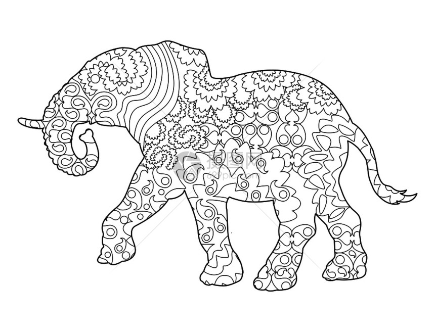 多边形风格的大象轮框图片