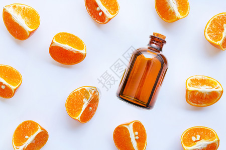 白底柑橘油天然维生素c橙果图片