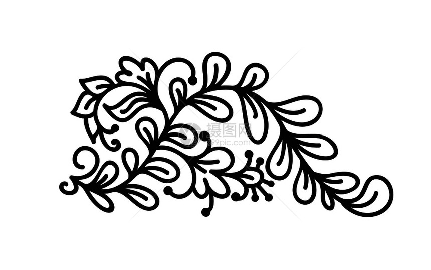 彩礼日婚生贺卡书网络设计黑单线以叶子和花朵彩礼日网络设计图片