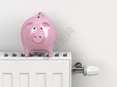 中央暖气散热器的猪库概念图像节省取暖的钱图片