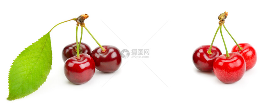 在白色背景上隔绝的成熟樱桃健康的食物免费文字空间宽广的照片图片