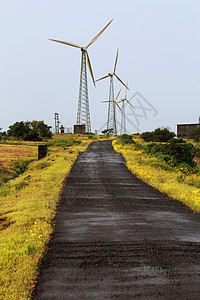 风车和路沙尔克瓦迪萨塔拉印地亚高清图片