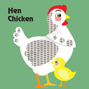 母鸡和小鸡形象的卡通插画图片