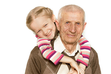 孙女和祖父的肖像高清图片