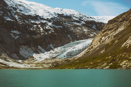 山峰和冰川尼加德斯布林在幕后图片