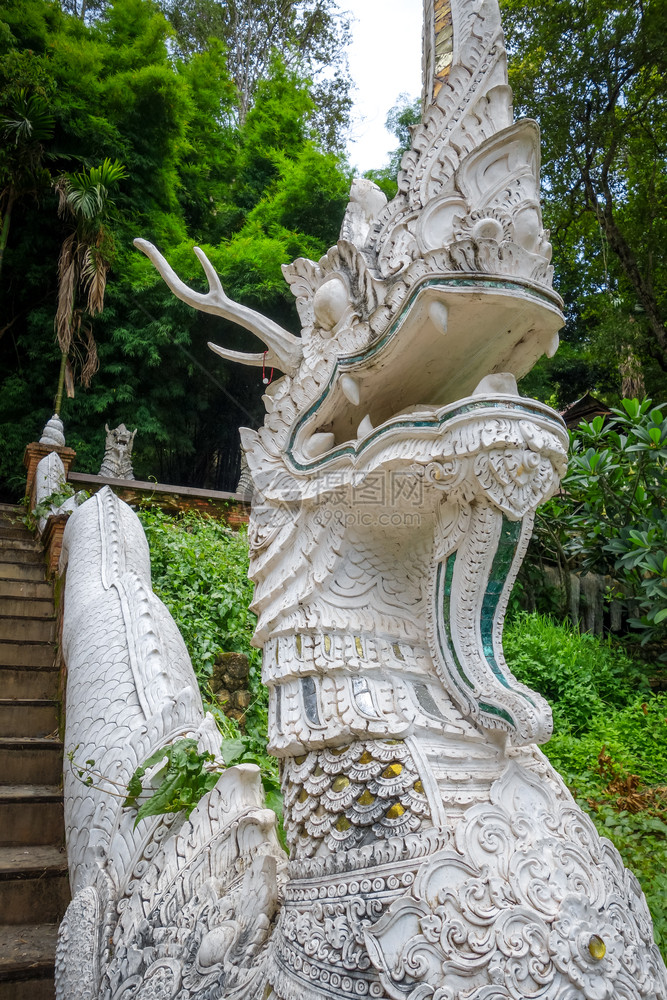 泰国清迈华宫神龙像泰国清迈瓦特帕拉德寺的白色雕像图片