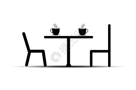 桌子和椅上加一杯茶或咖啡简单设计图片