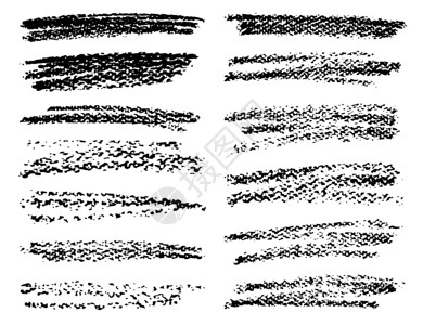 琼瑶浆一套蜡笔刷黑色墨水浆笔刷矢量图解插画