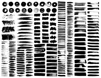 一组刷子黑色墨水灌木笔矢量图解背景图片