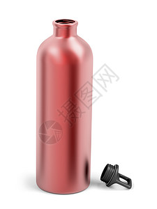 白色背景的红铝水瓶图片