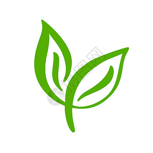 拟物图标茶叶绿的标志生态自然要素矢量图标生态素物书法图茶叶绿的标志生态素物书法图背景