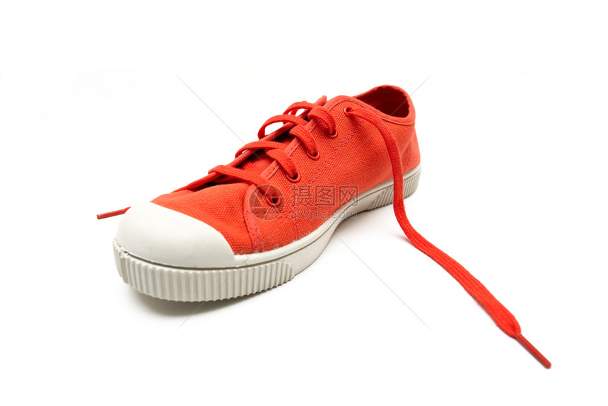 白色的橙运动鞋图片