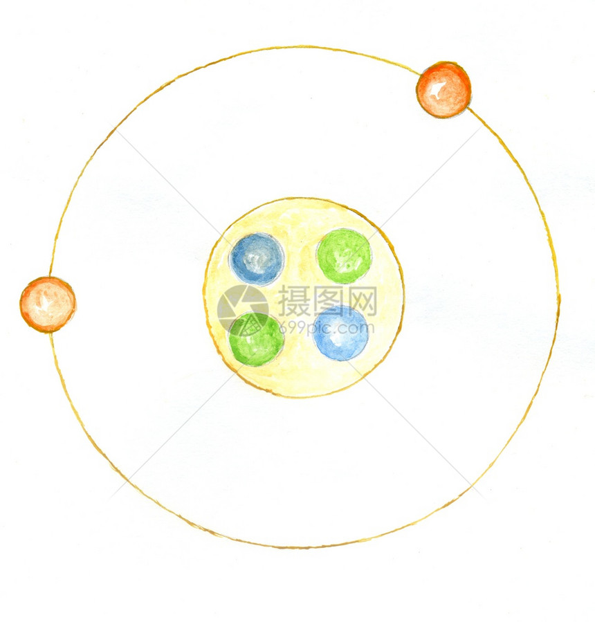 水彩原子模型抽象设计手画图解图片