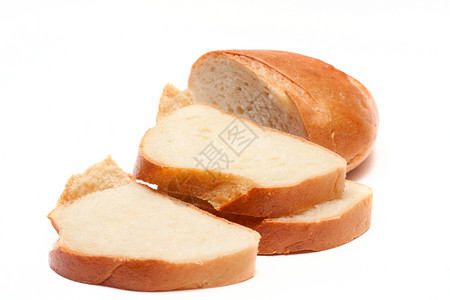 白色背景上的长面包图片