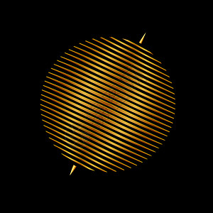 圆圈交叉黑色背景下金的平行线圆设计图片