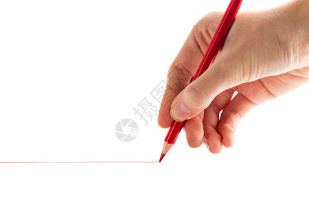 白色背景上的红铅笔图片