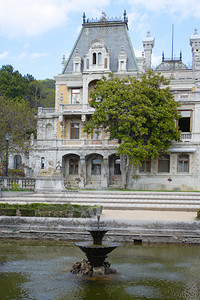 古老豪华的宫殿有喷泉图片