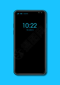 全屏数字黑智能手机模型蓝色隔离3d蓝色隔离全屏黑智能手机模型背景图片