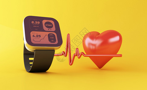 手表矢量3d说明用健康应程序图标进行智能观察技术和健康生活方式概念背景