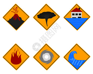 自然灾害路标牌背景图片