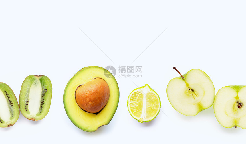 avocd绿苹果kiw石灰白底自制皮肤护理的天然成分复制空间图片