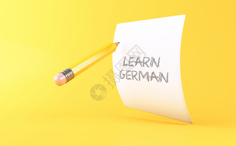 3d说明黄铅笔和底纸学习德国概念图片