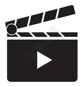 黑色素材视频白色背景的claper板图标符号背景