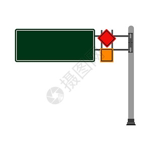 绿色路标户外指针示器警告导航空矢量插画