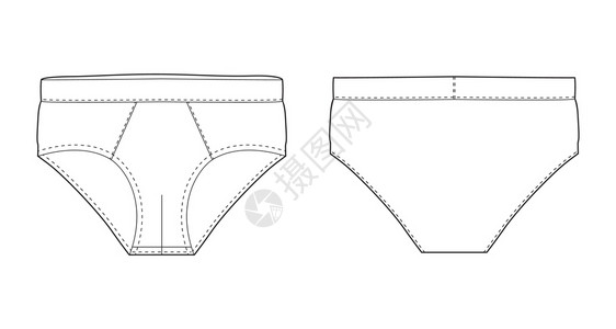 短裤内孤立技术草图男子内裤矢量图男子内裤前视和后男子内裤矢量图背景图片